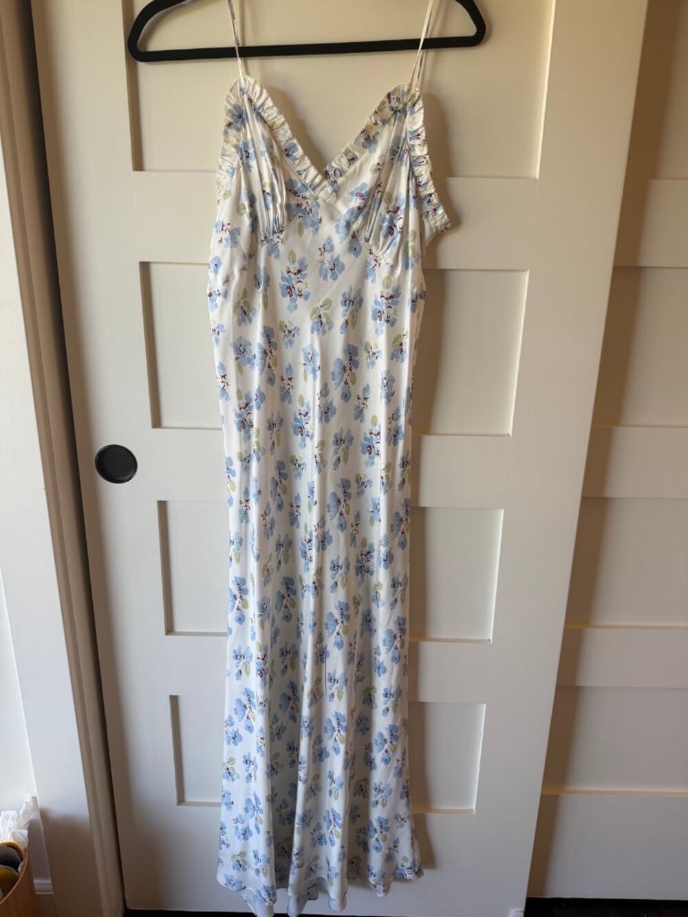 Dôen Floral Slip Dress - Blue Floral Ruffle Trim - 4